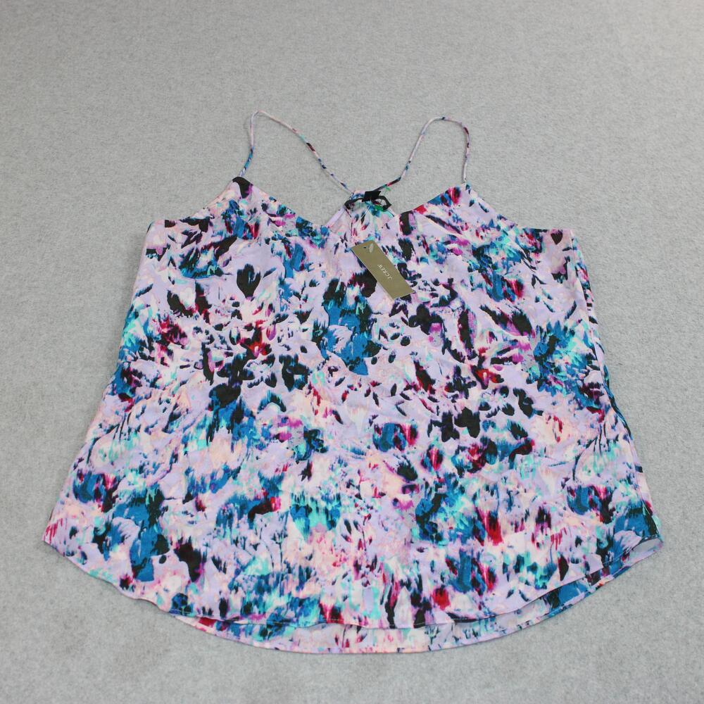 J Crew Silk Tank Top Women 4 Purple Floral Cami Spaghetti Strap Lightweight Boho
